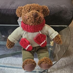 Hallmark Brown Teddy Bear with Red Gloves And Scarf